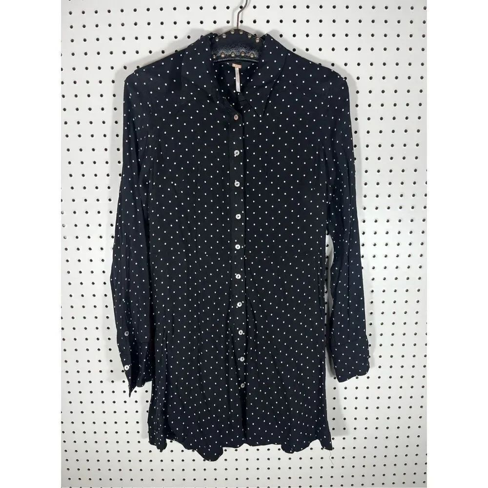 Free People button down polka dot dress size S